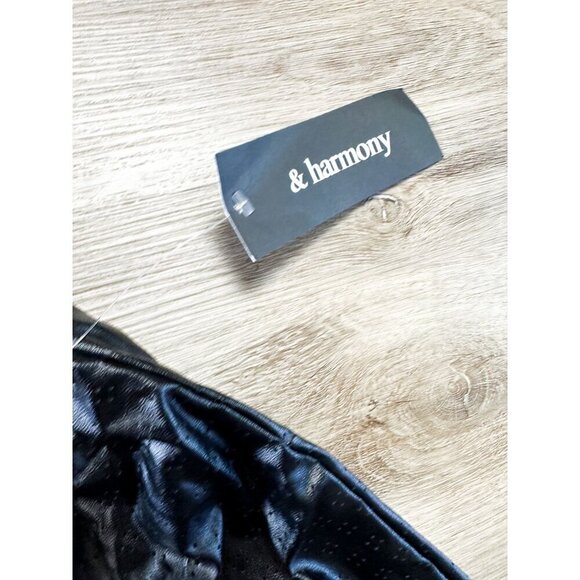 NWT & Harmony Faux Leather Skater Mini Skirt Womens Medium Vegan Black - Picture 3 of 8